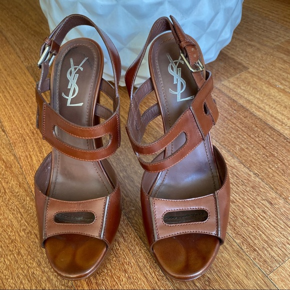 YSL Cognac Platform Heels - Picture 5 of 10